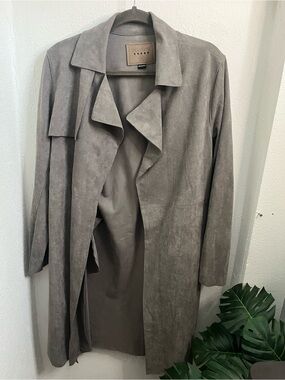 Blank NYC Gray Suede-Effect Trench Coat